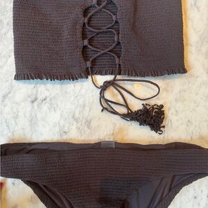 Pilyq Gray Textured Bikini Set